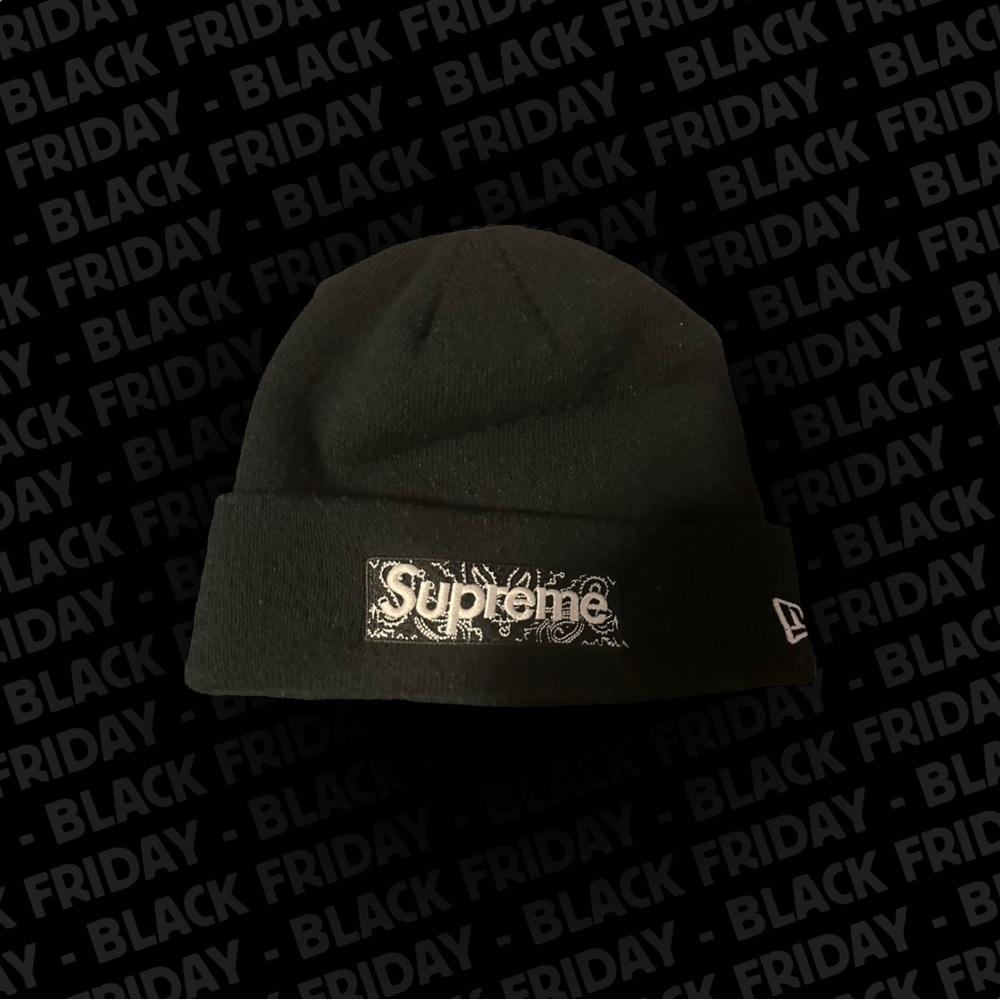 Supreme unisex black bandana box logo beanie